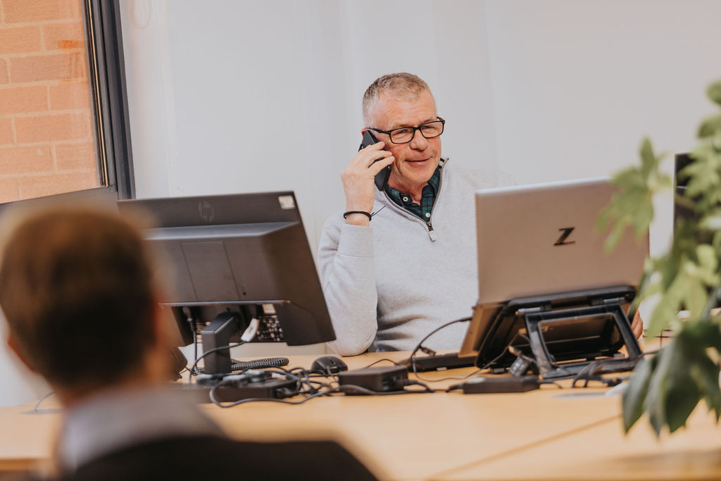 Sales person on phone